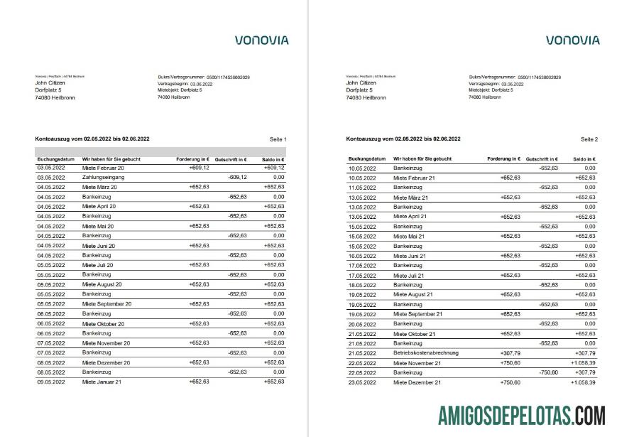 Germany Vonovia Statement On Deutsch, 3 Pages amostra